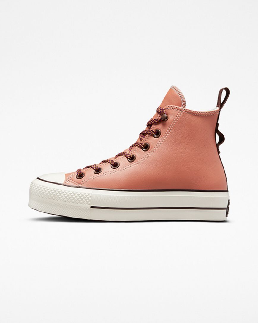 Zapatos Plataforma Converse Chuck Taylor All Star Lift Tonal Cuero Altas Mujer Albaricoque | PE 7LP580